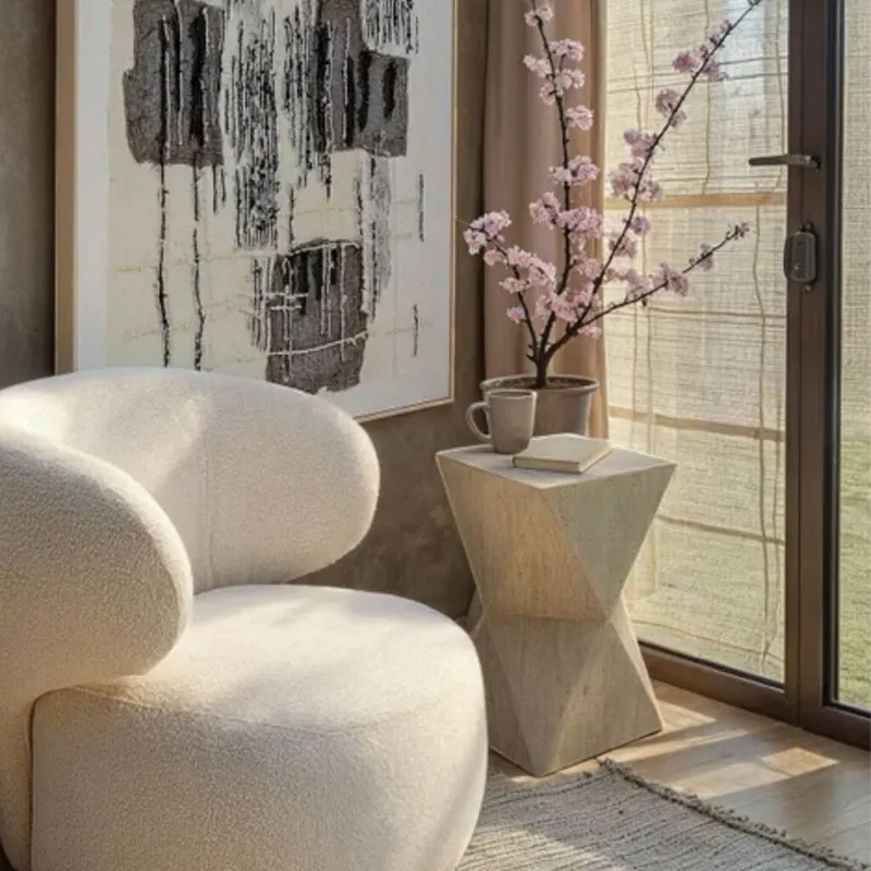 MESA AUXILIAR TRAVERTINO Beige  en Beige - Mesas de comedor, Uruguay | Viasono
