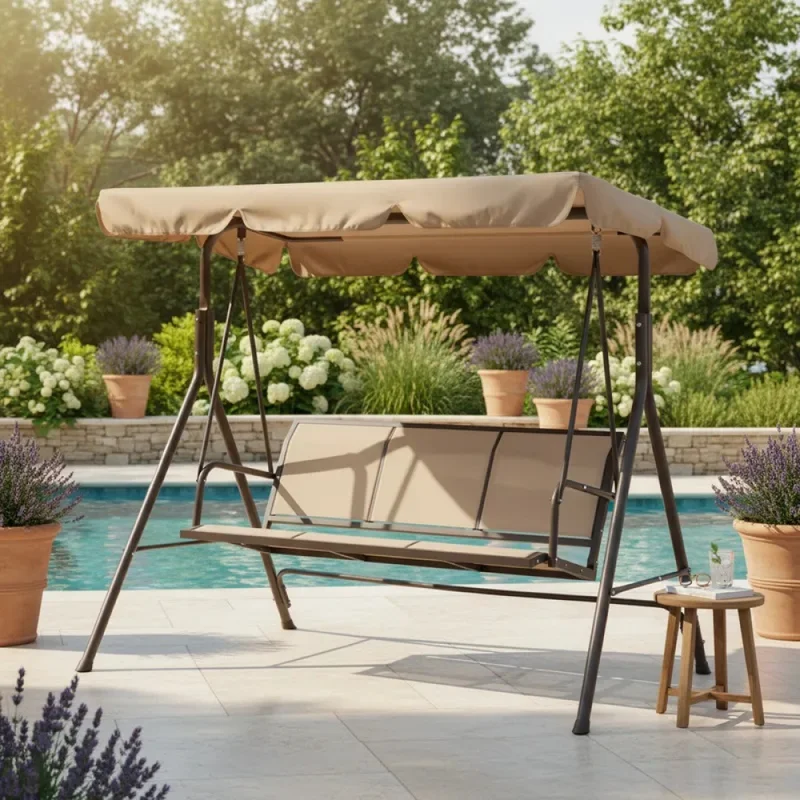 HAMACA DE JARDIN CON TECHO TAUPE N8007 en Beige - Muebles para el exterior, Uruguay | Alfa Ventas, vista 3