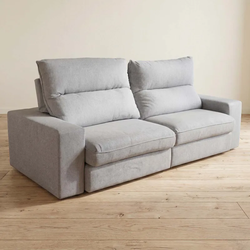 Sofá C/chaise 3 Cuerpos Tela Gris Boreal en Gris - Sillones y sofás, Uruguay | Divino