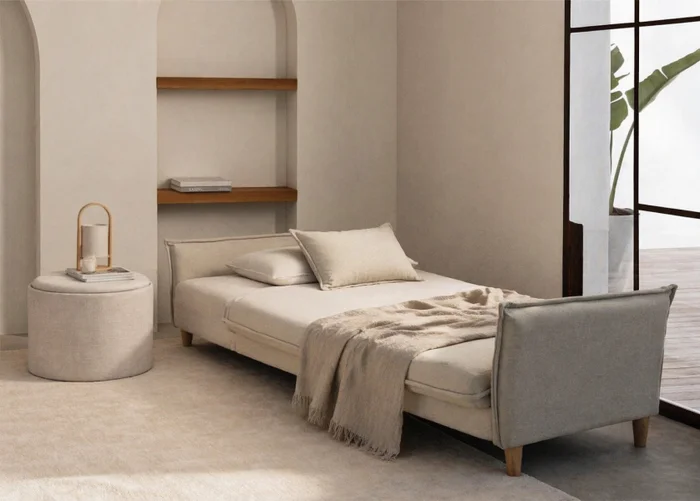 Sillón Cama Lauren c/Baúl - Beige en Beige - Sillones y sofás, Uruguay | Samic, vista 5