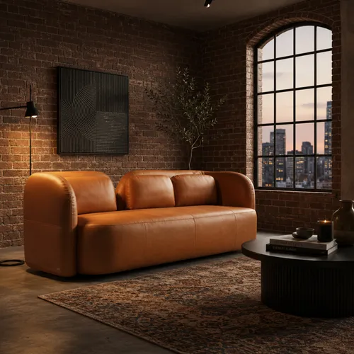 Sofa Gianni 3C 2.56mt (100% Cuero) en SOFA GIANNI Caramelo - Sillones y sofás, Uruguay | Casa Brava