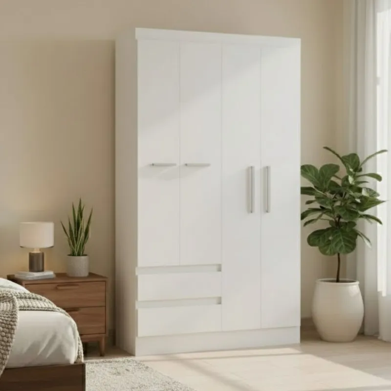 Ropero 4 puertas - Blanco en Blanco - Roperos y placares, Uruguay | La Cueva Muebles