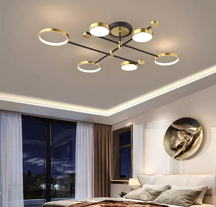 Luminaria techo led 6 aros 60W dorado en Dorado - Lámparas colgantes, Uruguay | Decotech, vista 2