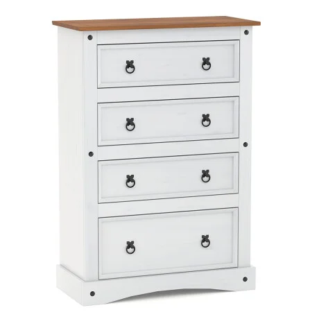 Cómoda 4 Cajones Línea Naturale - Blanco/Roble en Multicolor - Cómodas, Uruguay | La Cueva Muebles, vista 4