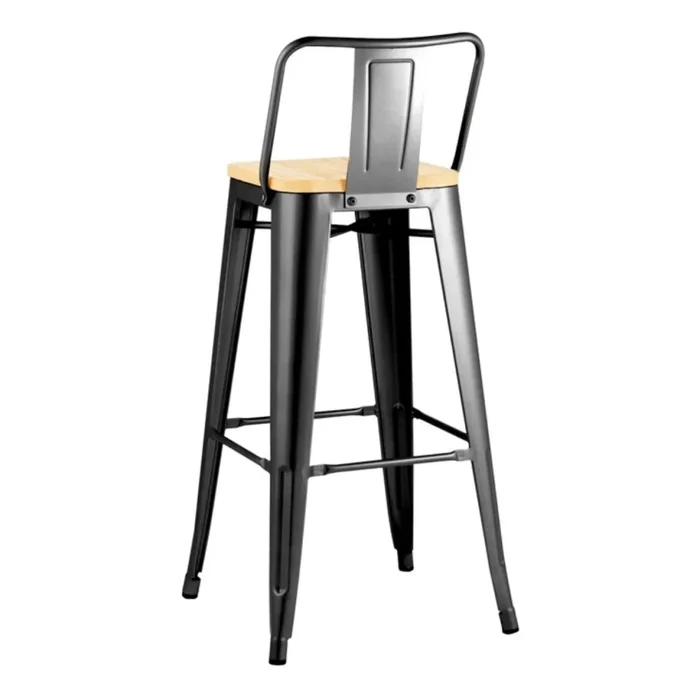 Banqueta Butaca con Respaldo Metal Madera - Tolix - Negro en Negro - Butacas, banquetas y puffs, Uruguay | Ecowood, vista 5