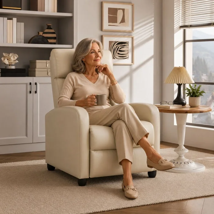 Sillon reclinable 1 cuerpo - Beige en Beige - Sillones y sofás, Uruguay | La Cueva Muebles