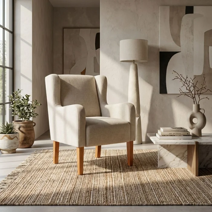Butaca Lena - Tela Aquaclean - A fabricar en Beige - Butacas, banquetas y puffs, Uruguay | NYR