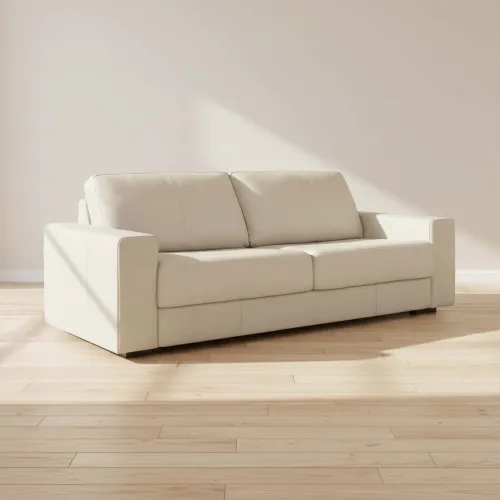 Sillón 3 Cuerpos Cuero-100-natural Natural-beige Texas Crema en Beige - Sillones y sofás, Uruguay | Divino