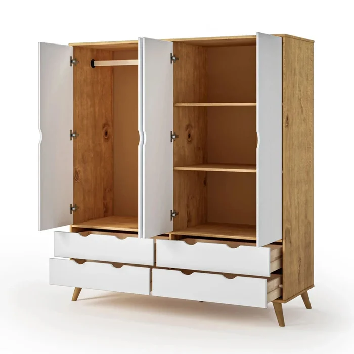 Ropero 4 Puertas - 4 Cajones - Línea Berlin - Blanco en Blanco - Roperos y placares, Uruguay | Ecowood, vista 3