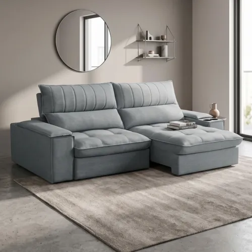Sillón 3 cuerpos Retráctil Reclinable - Bariloche - Gris en Beige - Sillones y sofás, Uruguay | Rústico Hogar