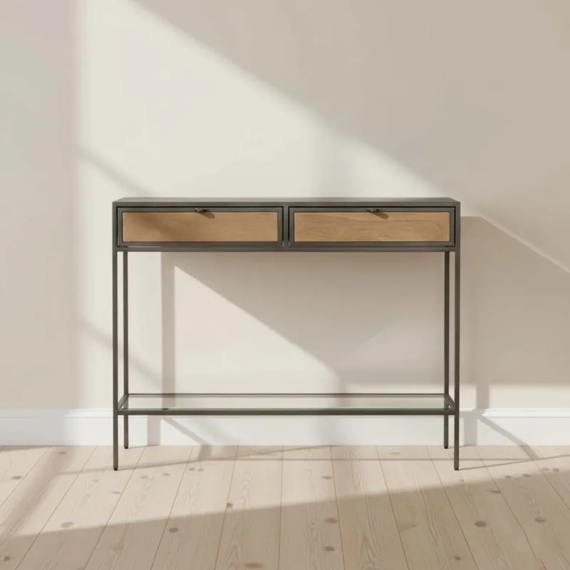 Consola Madera-y-metal Marron Vitro Avellana en Marrón - Mesas de living, Uruguay | Divino