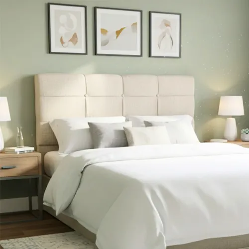 Respaldo 1 Plaza 1/2 Madera y Tela - London - Arena en Beige - Respaldos de cama, Uruguay | Rústico Hogar