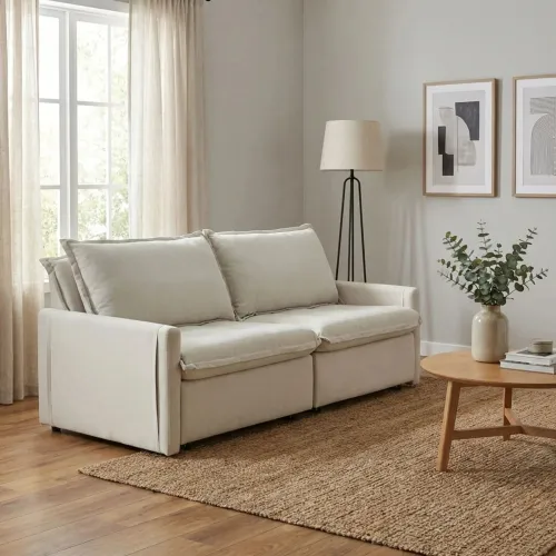 Sillón Sofá Cama Oliver 3 Cuerpos - Beige en Beige - Sillones y sofás, Uruguay | Ecowood