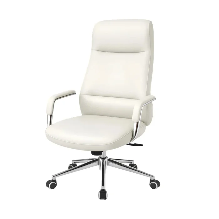 Silla De Escritorio Oficina Cromada 4 Posiciones - Pole - Blanco en Blanco - Sillas de escritorio, Uruguay | Ecowood, vista 2