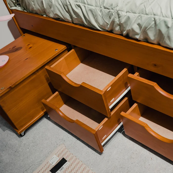 Cama Madera Maciza Con Cajones - 1 plaza - Linea floro en Marrón - Dormitorio, Uruguay | Ecowood, vista 5