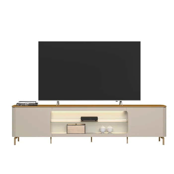 Rack para tv Santorini 240cm curvo con Led - Patas en metal en Blanco - Muebles para TV, Uruguay | Balton, vista 11