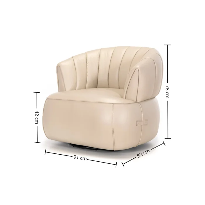 Butaca Volpi Giratoria - Cuero Básico - Arena - (Preventa) en Beige - Butacas, banquetas y puffs, Uruguay | NYR, vista 3