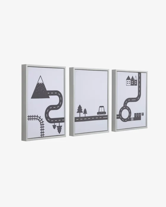 Set Nisi de 3 cuadros coches negro en Negro - Decoración de pared, Uruguay | Kavehome