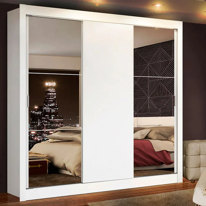 Ropero Placard Matrimonial Monaco 170CM con 2 Espejos 3 Puertas Corredizas en Negro/Rustico - Roperos y placares, Uruguay | Balton, vista 14