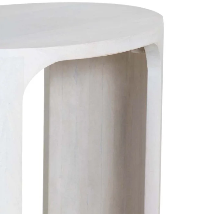 Mesa Auxiliar Madera Blanco Oval en Blanco - Mesas de living, Uruguay | Divino, vista 5