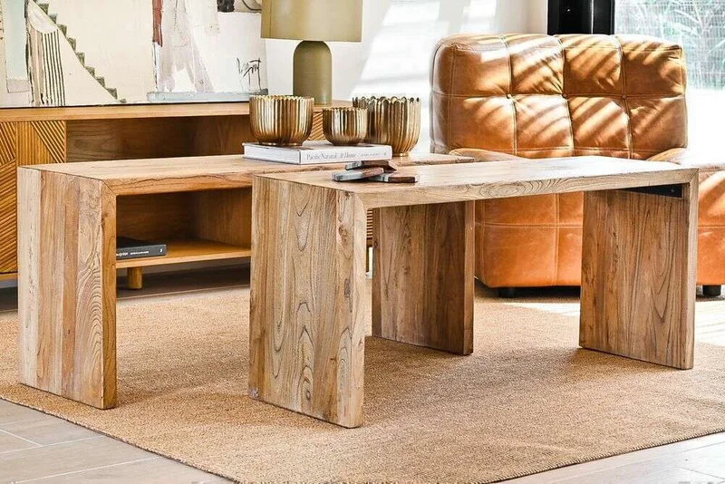 PIE DE CAMA / MESA ANGOSTA / BANCO OLMO NATURAL - 1.10 X 0.35 MTS en Madera natural - Butacas, banquetas y puffs, Uruguay | La Iberica, vista 8