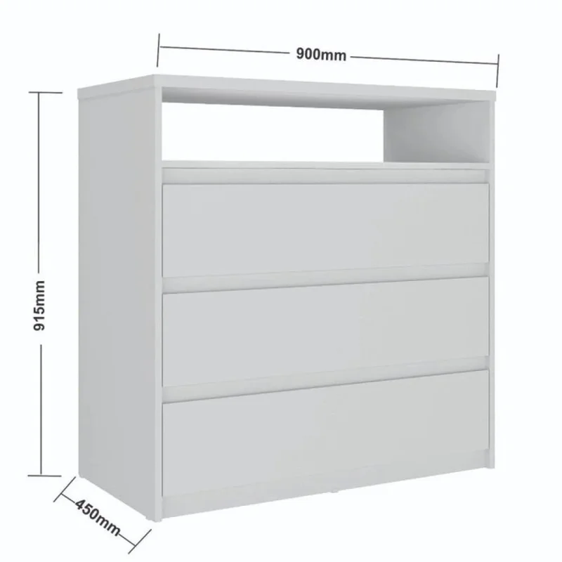 Cómoda 3 Cajones - Línea Clara - Blanco - Cómodas, Uruguay | Ecowood, vista 5