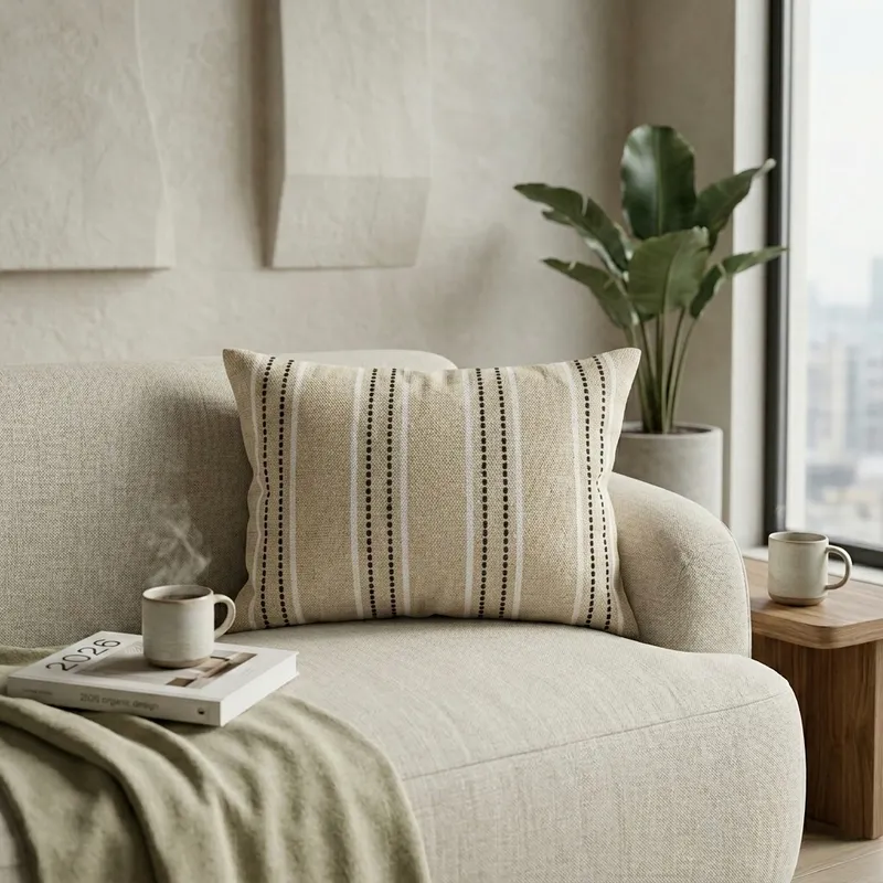 Almohadón Algodón Raya Gris rectangular en Gris - Textiles, Uruguay | Indrana