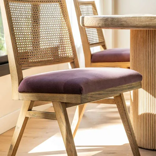 SILLA MODERNA CON ESTERILLA - TERCIOPELO UVA en Violeta - Sillas, Uruguay | La Iberica