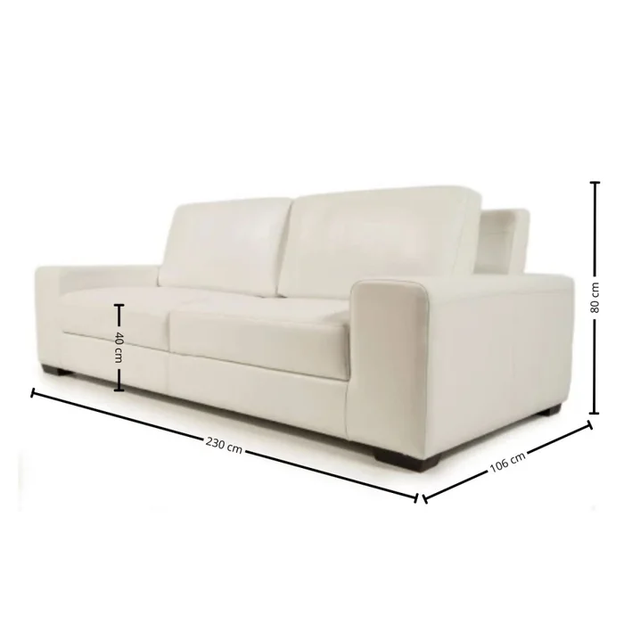 Sofá Boston - Cuero Natural - 3 cuerpos - A fabricar en Blanco - Sillones y sofás, Uruguay | Nyr, vista 4