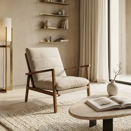 Butaca Serra - Tela Rústica - C51 (Castaño) en Beige, Uruguay | NYR