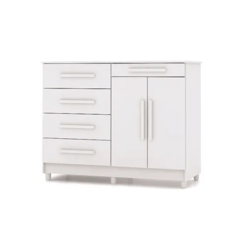 Comoda 5 Cajones 2 Puertas Moderna Con Estante 100% Mdp - Cómodas, Uruguay | Muebles Express