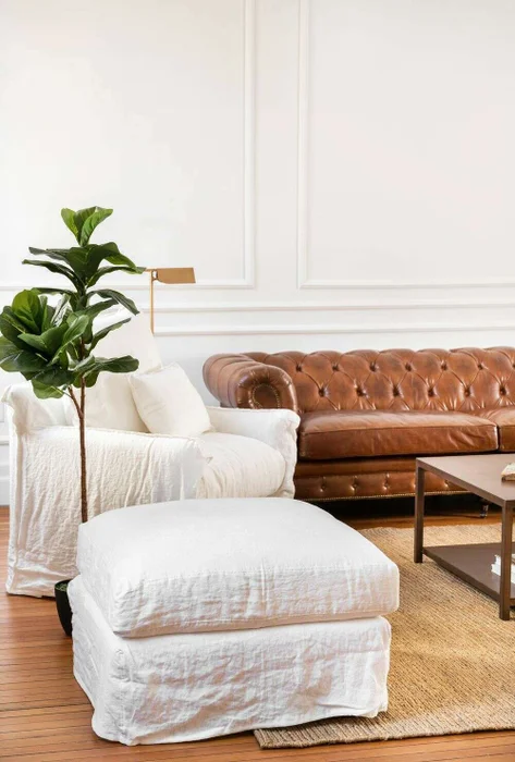 PUFF ALMA LINO BLANCO - 81 X 81 CMS en Blanco - Sillones y sofás, Uruguay | La Iberica, vista 4