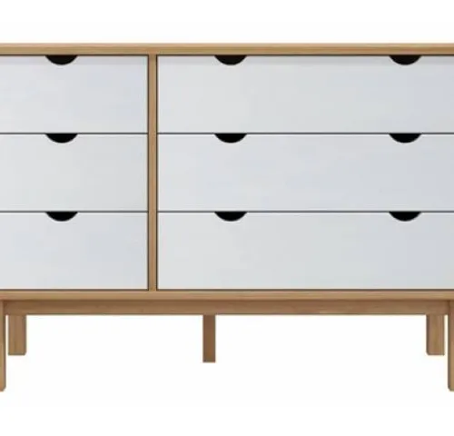 Comoda 6C Mel/Gris Linea Nordica en Madera Maciza - Cómodas, Uruguay | Que Sal Muebleria