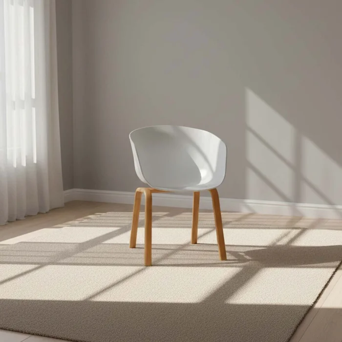 Silla De Comedor Polipropileno-y-madera Blanco Gardenia en Blanco - Sillas, Uruguay | Divino