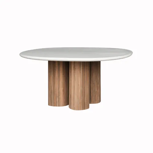 MESA LUCRECIA COMEDOR CEMENTO Y TEKA RECICLADA - Mesas de comedor, Uruguay | Masinfinito Casa