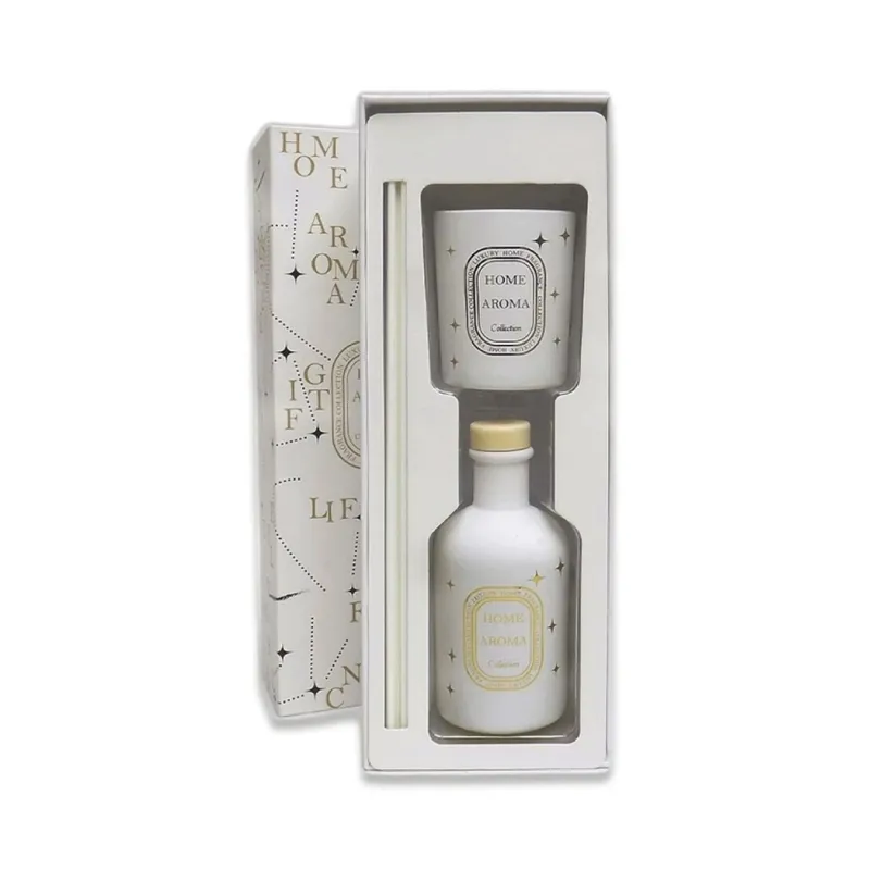 SET VELA AROMATICA 6x7CM + DIFUSOR 100ML BLANCO en Blanco - Velas y Portavelas, Uruguay | Koz