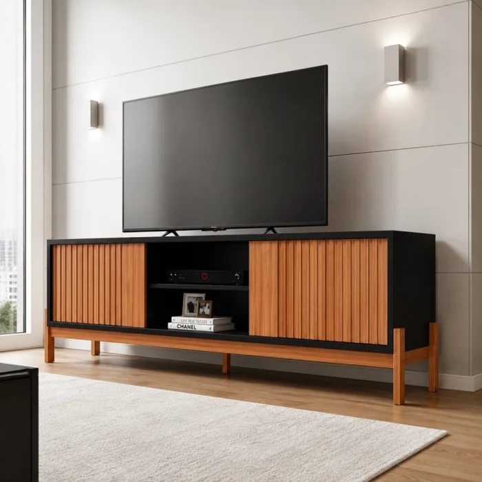 Rack Tannen Puertas Corredizas Freijo/negro 1.80 Mt - Muebles para TV, Uruguay | Albanés, vista 2
