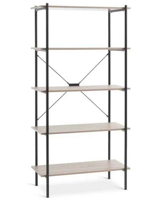 Estantería VANDBORG 5 est color roble/negro en Madera natural - Bibliotecas, Uruguay | JYSK