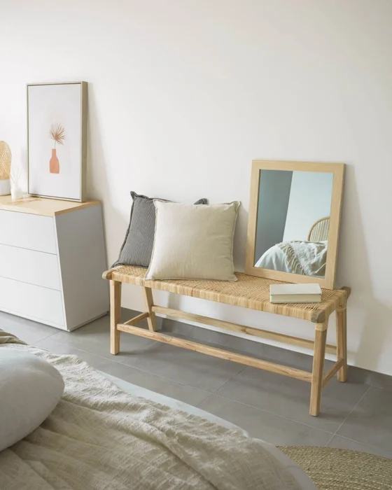 Banco Beida madera maciza teca 120 cm en Madera natural - Butacas, banquetas y puffs, Uruguay | Kavehome, vista 2