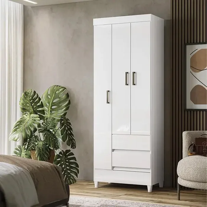 Ropero 3 Puertas 2 Cajones Varios Estantes Dormitorio en Blanco - Roperos y placares, Uruguay | Soy Hogar, vista 4