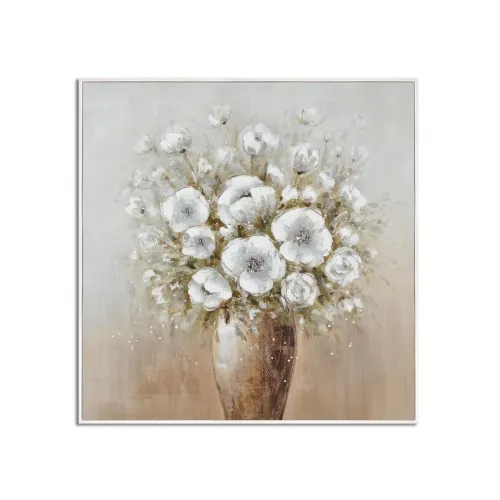 CUADRO CANVAS 60x60cm MARCO FLORES BLANCAS 2 en Multicolor - Decoración de pared, Uruguay | Koz