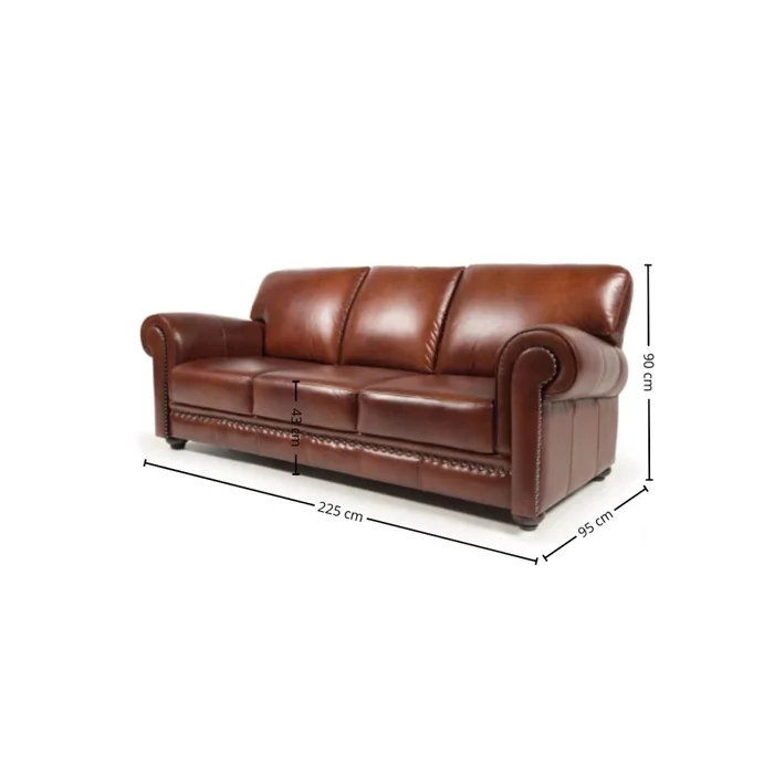Sofá Gentleman - Cuero Natural - 3 cuerpos - A fabricar en Marrón - Sillones y sofás, Uruguay | Nyr, vista 5