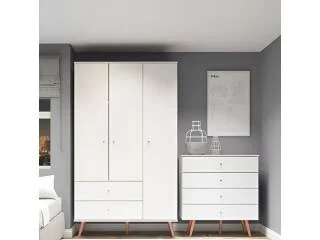 Comoda 4 cajones Retro Blanco en Blanco - Cómodas, Uruguay | Que Sal Muebleria, vista 2