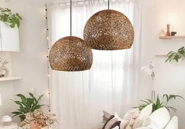 Lámpara De Techo Colgante De Fibras Naturales Hongo 50 cm en Marrón – - Lámparas colgantes, Uruguay | Berna home, vista 2