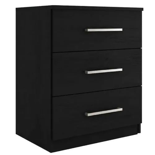 Mesa De Luz 3 Cajones Dormitorio Negro Cp038 - Mesas de luz, Uruguay | Muebles Express