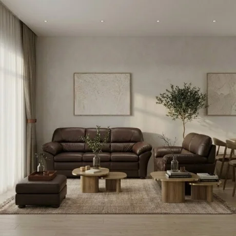 Juego de living 3+2 Cuero Natural en Marrón - Sillones y sofás, Uruguay | La Cueva Muebles, vista 8