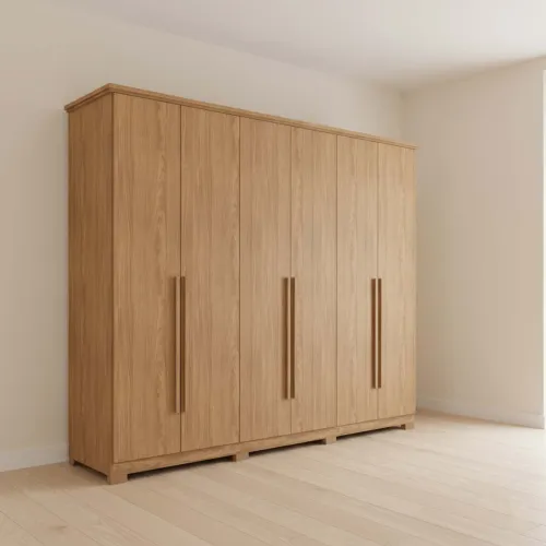 Placard 6 Puertas Mdp Natural-beige Leblon en Madera natural - Roperos y placares, Uruguay | Divino