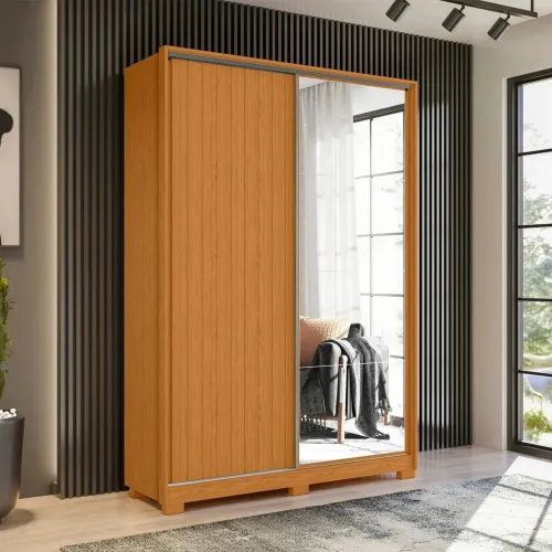 Ropero 2 puertas con Espejo - Linea FIT - Marrón en Marrón - Roperos y placares, Uruguay | Ecowood