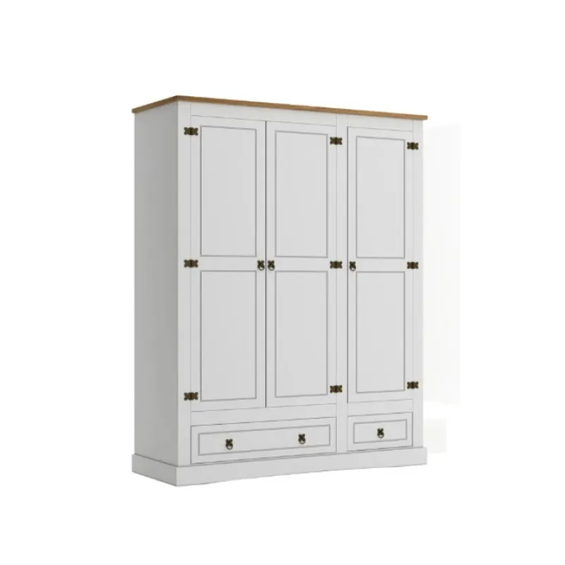 Ropero 3 Puertas - Madera Maciza - Línea Monterrey - Blanco en Blanco - Roperos y placares, Uruguay | Ecowood