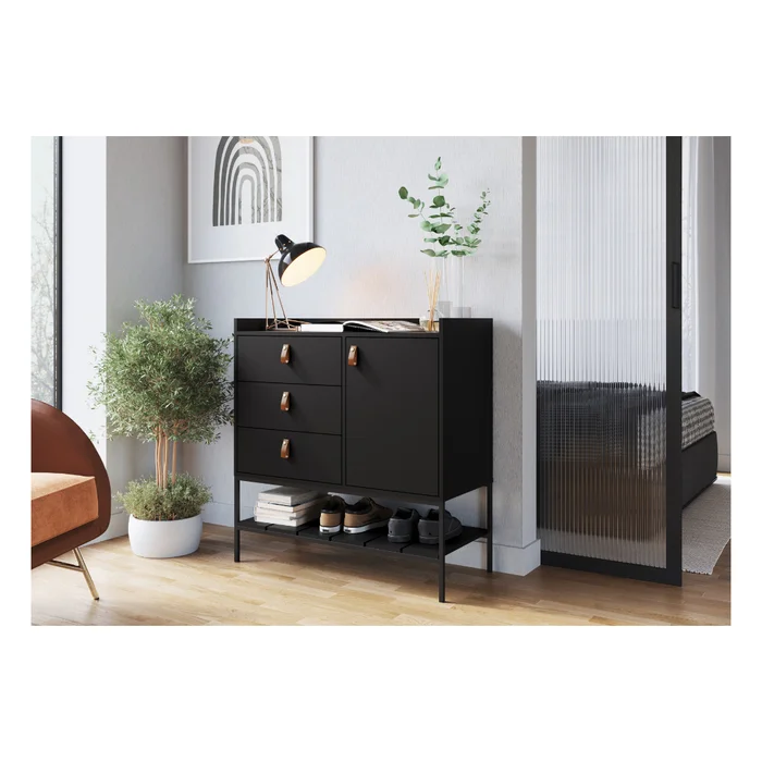 Comoda Multifuncional - Negra en Madera natural - Cómodas, Uruguay | Berna Home, vista 4